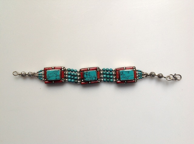 Bracelet en turquoise et corail - modèle 6